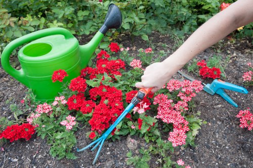 Electric van used for hedge trimming and garden waste collection