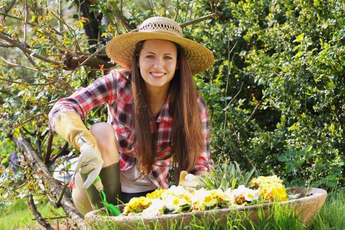 Mulched garden waste being reused on-site